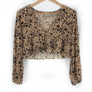 PacSun L.A. Hearts One Button Crop Blouse Floral